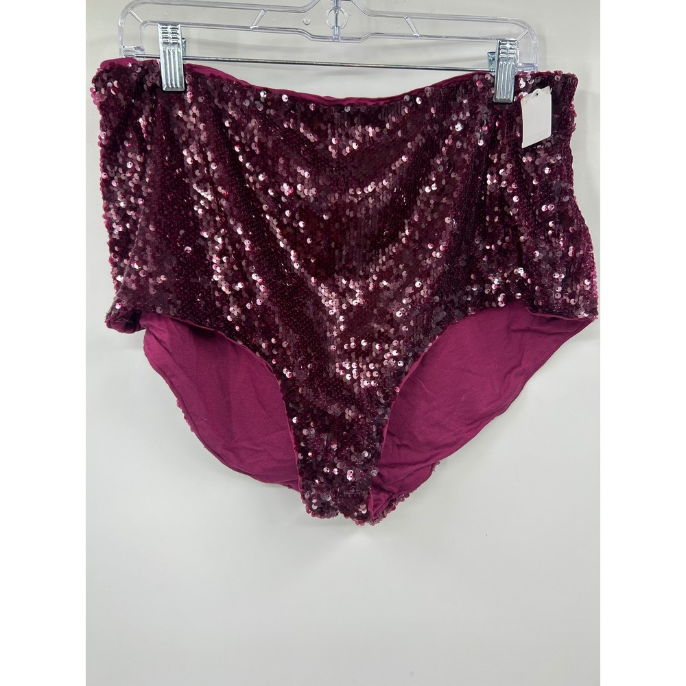 NWOT Free People Sequin High Waisted Bloomers Shorts Plum Wine Purple XL